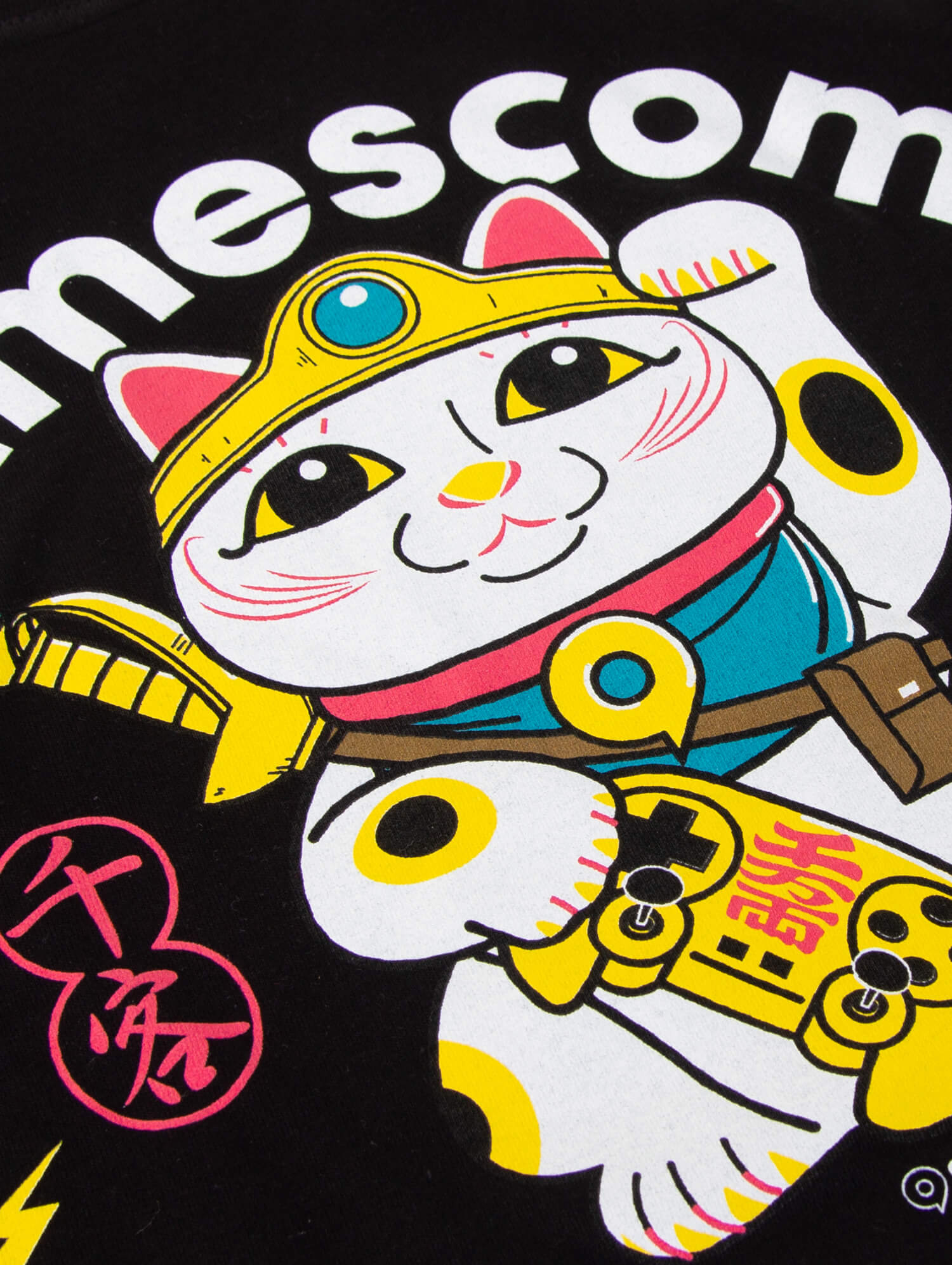 T-Shirt 'LUCKY CAT' (Unisex) in schwarz